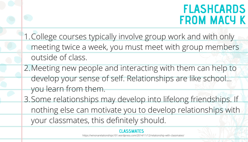 Three tips for building relationships with your college classmates. 